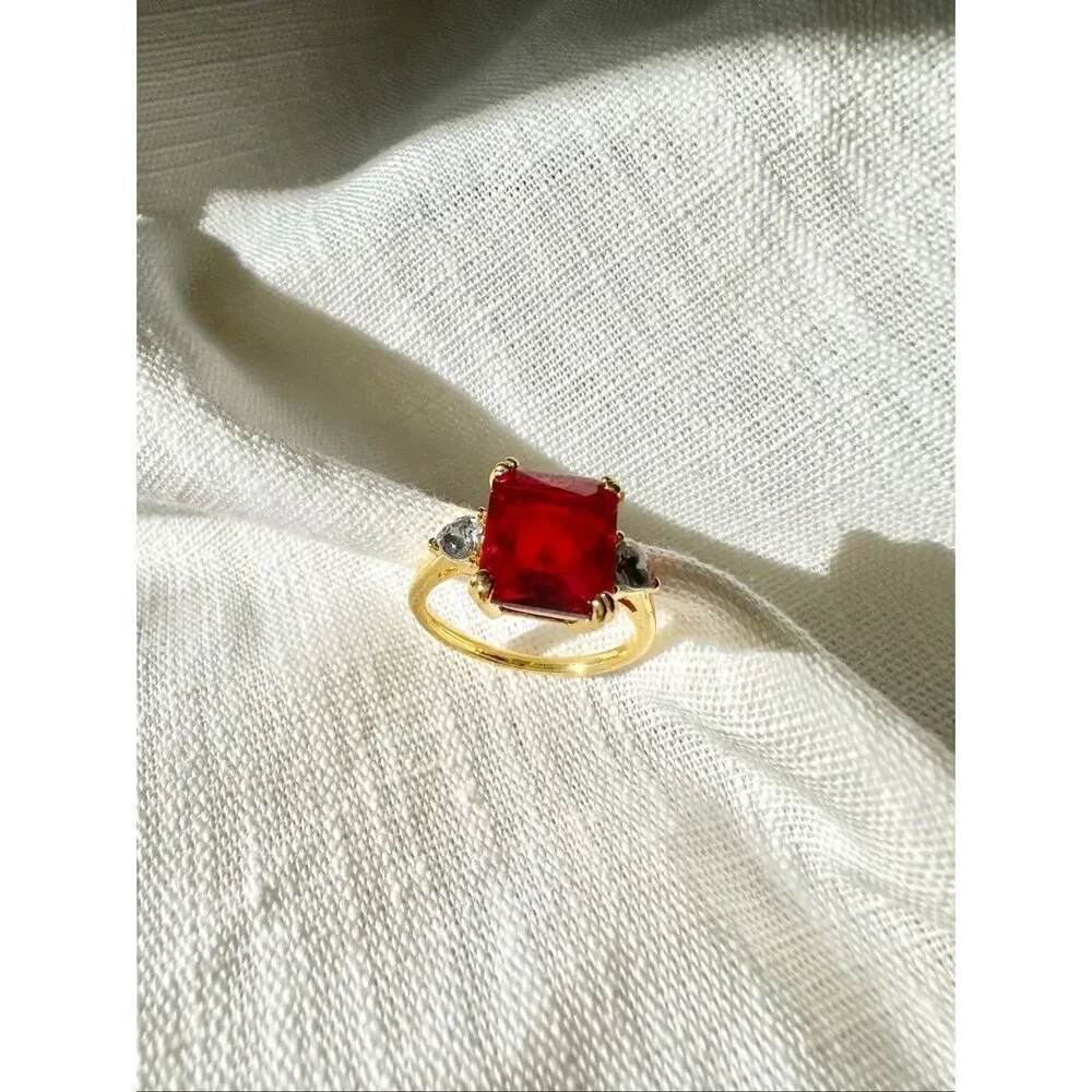 Cherry red cocktail ring